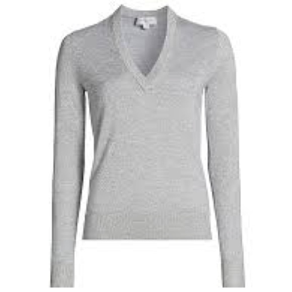 Michael Kors Light Gray V-Neck Cashmere Sweater